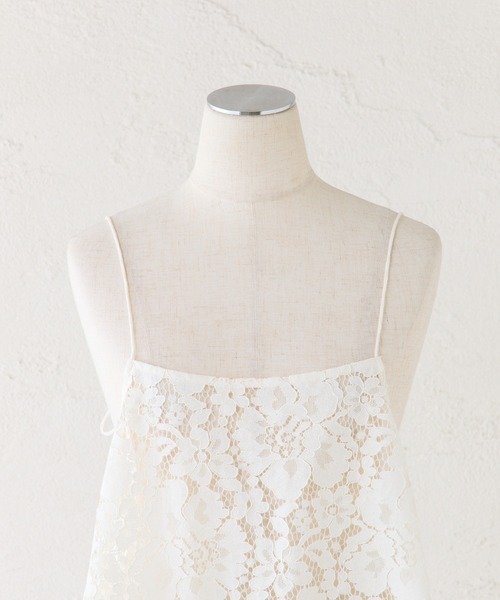 PUAL CE CIN（ピュアルセシン）の「フラワーモチーフレースキャミ（キャミソール・レディース・ブラック/アイボリー・FREE）」の7枚目の写真