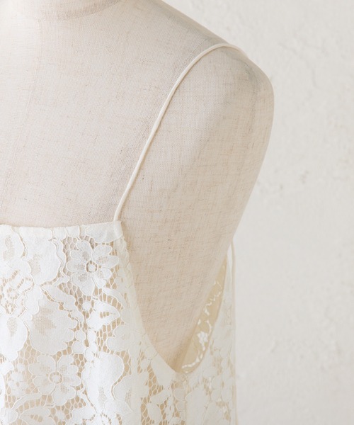 PUAL CE CIN（ピュアルセシン）の「フラワーモチーフレースキャミ（キャミソール・レディース・ブラック/アイボリー・FREE）」の6枚目の写真