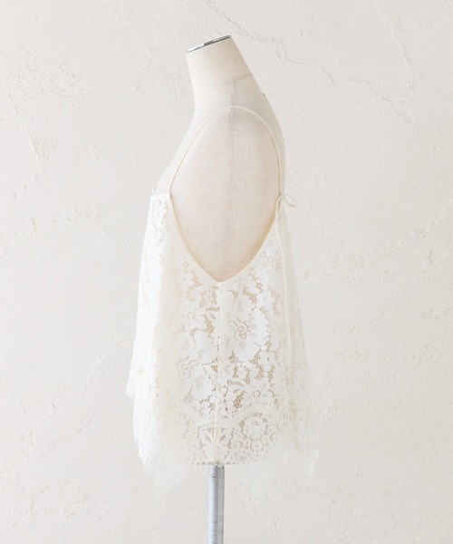 PUAL CE CIN（ピュアルセシン）の「フラワーモチーフレースキャミ（キャミソール・レディース・ブラック/アイボリー・FREE）」の9枚目の写真