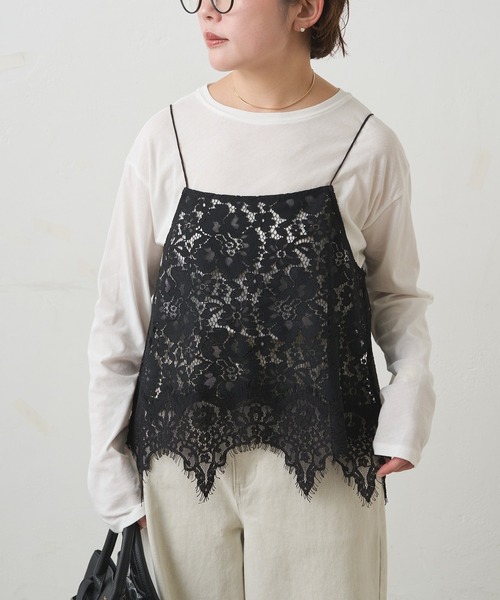 PUAL CE CIN（ピュアルセシン）の「フラワーモチーフレースキャミ（キャミソール・レディース・ブラック/アイボリー・FREE）」の17枚目の写真