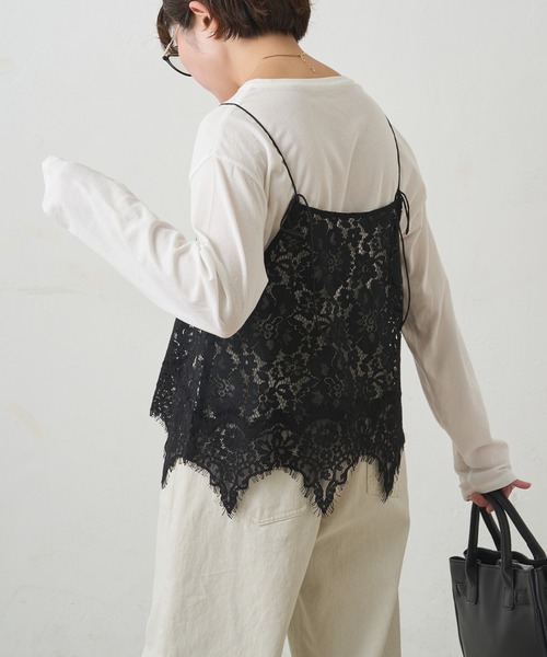 PUAL CE CIN（ピュアルセシン）の「フラワーモチーフレースキャミ（キャミソール・レディース・ブラック/アイボリー・FREE）」の16枚目の写真