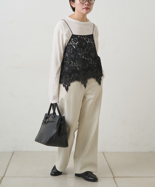 PUAL CE CIN（ピュアルセシン）の「フラワーモチーフレースキャミ（キャミソール・レディース・ブラック/アイボリー・FREE）」の15枚目の写真