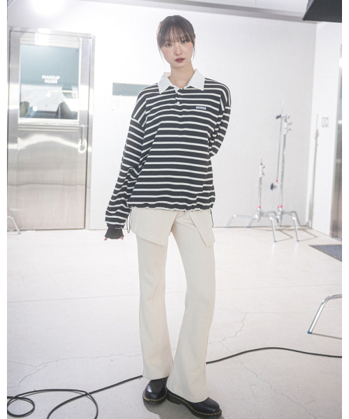 HAVISM（ヘビズム）の「FF STRIPE RUGBY SWEATSHIRT(BLACK)（ポロシャツ・レディース・その他・ONE SIZE）」の3枚目の写真