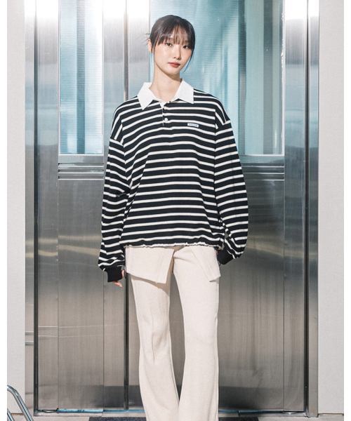 HAVISM（ヘビズム）の「FF STRIPE RUGBY SWEATSHIRT(BLACK)（ポロシャツ・レディース・その他・ONE SIZE）」の8枚目の写真
