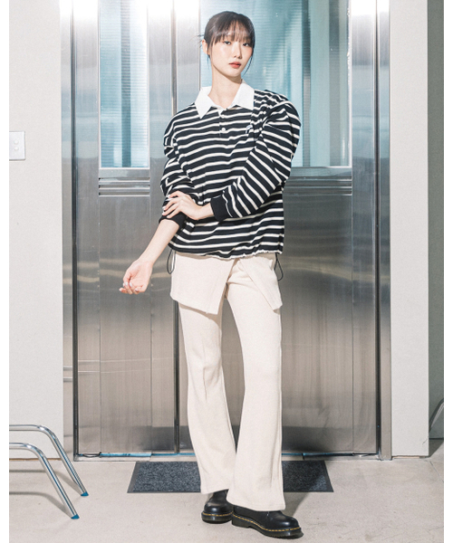 HAVISM（ヘビズム）の「FF STRIPE RUGBY SWEATSHIRT(BLACK)（ポロシャツ・レディース・その他・ONE SIZE）」の9枚目の写真