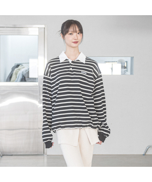 HAVISM（ヘビズム）の「FF STRIPE RUGBY SWEATSHIRT(BLACK)（ポロシャツ・レディース・その他・ONE SIZE）」の10枚目の写真