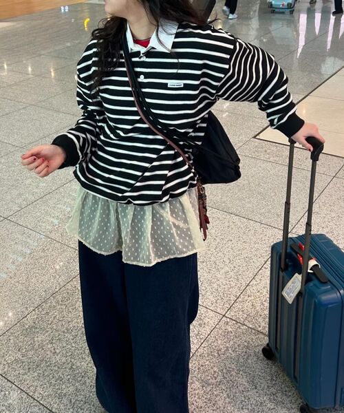HAVISM（ヘビズム）の「FF STRIPE RUGBY SWEATSHIRT(BLACK)（ポロシャツ・レディース・その他・ONE SIZE）」の6枚目の写真