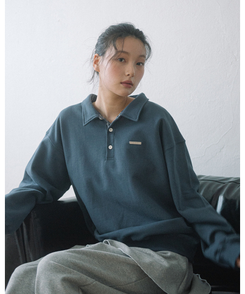 WP CHECKED COLLAR SWEATSHIRT (NAVY)