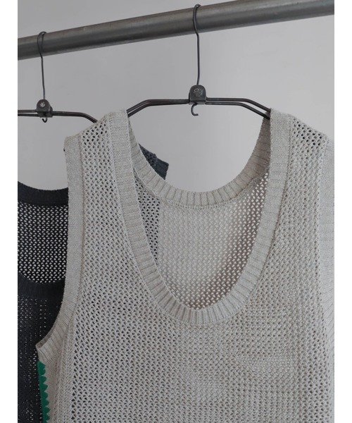 FIL DE FER（フィルデフェール）の「【予約】綿麻透かし編み ライン刺繍ベスト（ベスト・レディース・キナリ/チャコールグレー・FREE）」の21枚目の写真