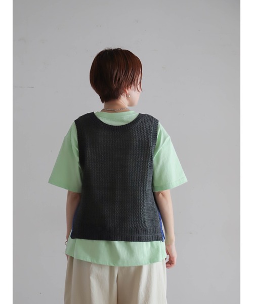 FIL DE FER（フィルデフェール）の「【予約】綿麻透かし編み ライン刺繍ベスト（ベスト・レディース・キナリ/チャコールグレー・FREE）」の12枚目の写真