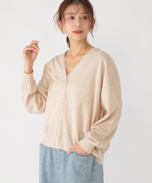 studio CLIP（スタディオクリップ）の「12ゲージレース付きVネックカーディガン（カーディガン/ボレロ・レディース・ライトグレー/ネイビー/アイボリー・FREE）」の9枚目の写真