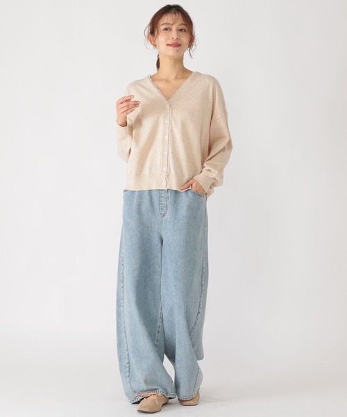 studio CLIP（スタディオクリップ）の「12ゲージレース付きVネックカーディガン（カーディガン/ボレロ・レディース・ライトグレー/ネイビー/アイボリー・FREE）」の10枚目の写真