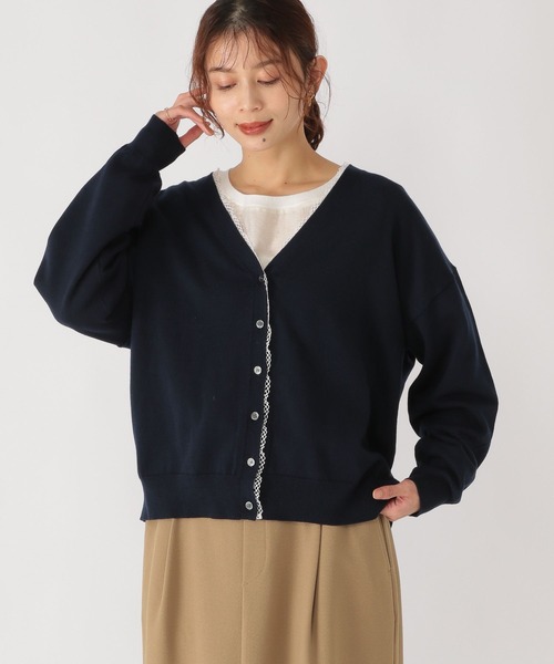 studio CLIP（スタディオクリップ）の「12ゲージレース付きVネックカーディガン（カーディガン/ボレロ・レディース・ライトグレー/ネイビー/アイボリー・FREE）」の12枚目の写真