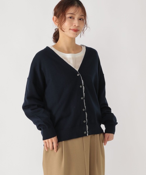 studio CLIP（スタディオクリップ）の「12ゲージレース付きVネックカーディガン（カーディガン/ボレロ・レディース・ライトグレー/ネイビー/アイボリー・FREE）」の13枚目の写真