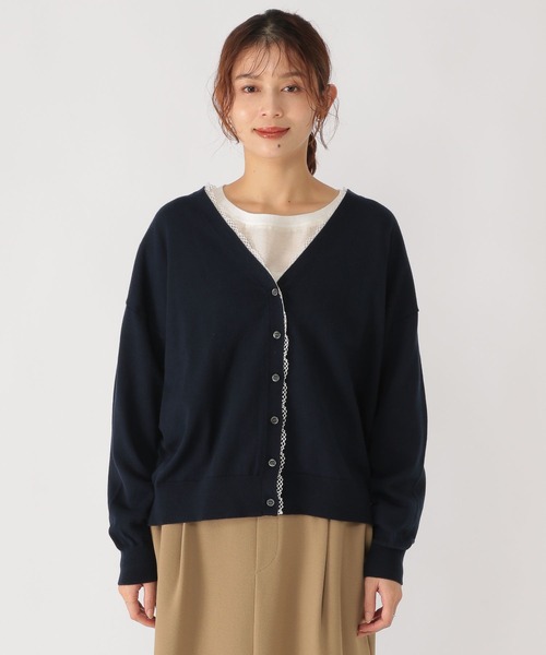 studio CLIP（スタディオクリップ）の「12ゲージレース付きVネックカーディガン（カーディガン/ボレロ・レディース・ライトグレー/ネイビー/アイボリー・FREE）」の16枚目の写真