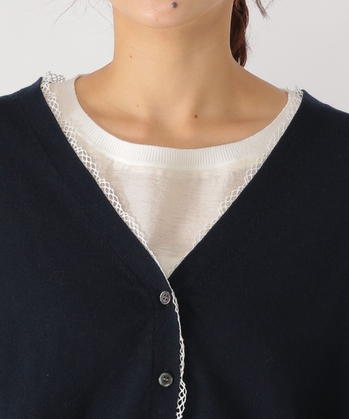 studio CLIP（スタディオクリップ）の「12ゲージレース付きVネックカーディガン（カーディガン/ボレロ・レディース・ライトグレー/ネイビー/アイボリー・FREE）」の19枚目の写真