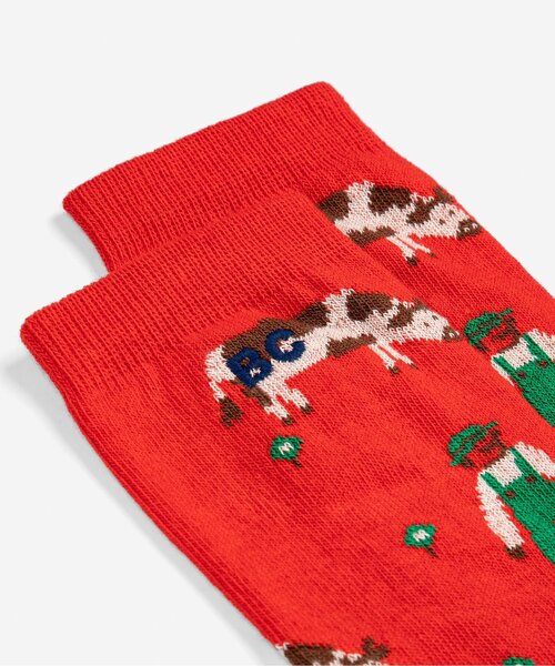 BOBO CHOSES(ボボショーズ)の「総柄Farm Adventure ソックス【キッズ】(ソックス/靴下・キッズ・レッド・20/18/16)」の4枚目の写真