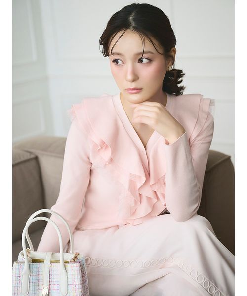 CELFORD（セルフォード）の「【UVカット】フリルニットカーディガン（カーディガン/ボレロ・レディース・オフホワイト/ダークネイビー/ライトピンク・F）」の3枚目の写真