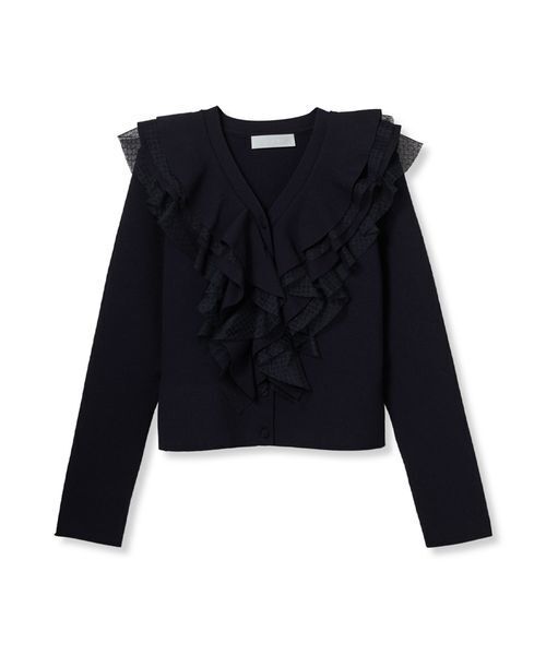 CELFORD（セルフォード）の「【UVカット】フリルニットカーディガン（カーディガン/ボレロ・レディース・オフホワイト/ダークネイビー/ライトピンク・F）」の2枚目の写真