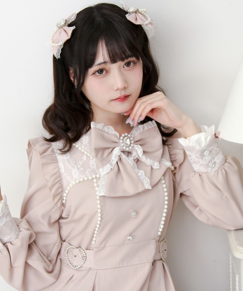 DearMyLove（ディアマイラブ）の「パールレースハートバックルときめきワンピース（ワンピース・レディース・ブラック/ベビーピンク・MEDIUM/3L/LARGE）」の3枚目の写真