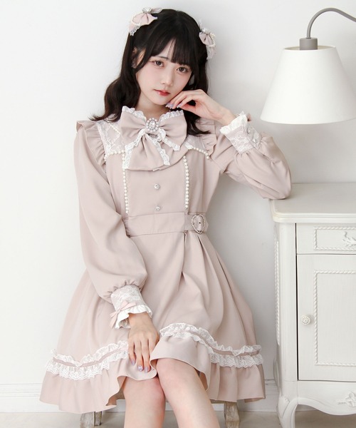 DearMyLove（ディアマイラブ）の「パールレースハートバックルときめきワンピース（ワンピース・レディース・ブラック/ベビーピンク・MEDIUM/3L/LARGE）」の4枚目の写真
