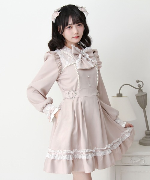 DearMyLove（ディアマイラブ）の「パールレースハートバックルときめきワンピース（ワンピース・レディース・ブラック/ベビーピンク・MEDIUM/3L/LARGE）」の5枚目の写真