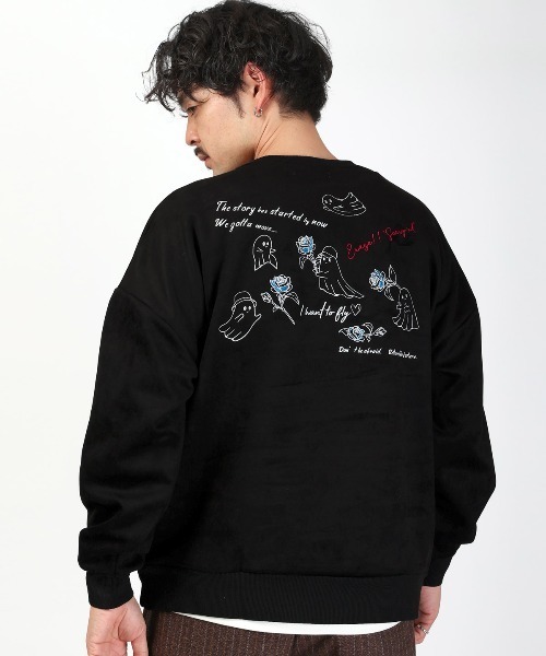 LUXSTYLE(ラグスタイル)の「刺繍&おばけポリスエードトレーナー(スウェット・メンズ・アイボリー/グレー/ブラック・M/L)」の9枚目の写真