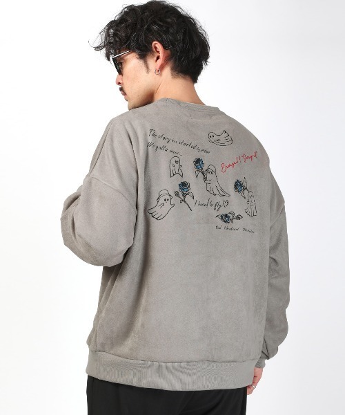 LUXSTYLE(ラグスタイル)の「刺繍&おばけポリスエードトレーナー(スウェット・メンズ・アイボリー/グレー/ブラック・M/L)」の13枚目の写真