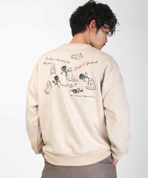 LUXSTYLE(ラグスタイル)の「刺繍&おばけポリスエードトレーナー(スウェット・メンズ・アイボリー/グレー/ブラック・M/L)」の17枚目の写真