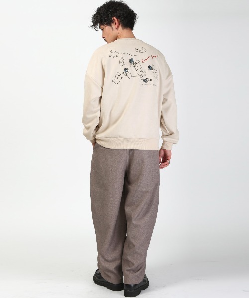 LUXSTYLE(ラグスタイル)の「刺繍&おばけポリスエードトレーナー(スウェット・メンズ・アイボリー/グレー/ブラック・M/L)」の19枚目の写真