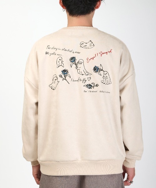 LUXSTYLE(ラグスタイル)の「刺繍&おばけポリスエードトレーナー(スウェット・メンズ・アイボリー/グレー/ブラック・M/L)」の21枚目の写真