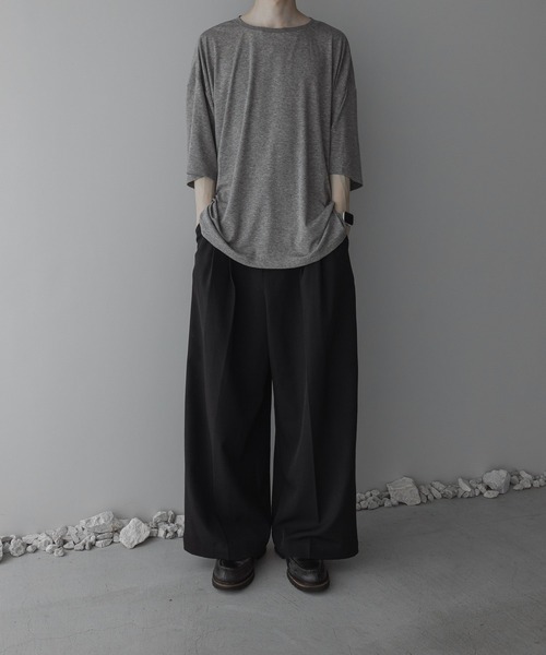 remer(リメール)の「loose airy wool T-shirt / ルーズエアリーウールTシャツ(Tシャツ/カットソー・メンズ・ブラック/グレー・SMALL/X-SMALL/LARGE/MEDIUM)」の14枚目の写真