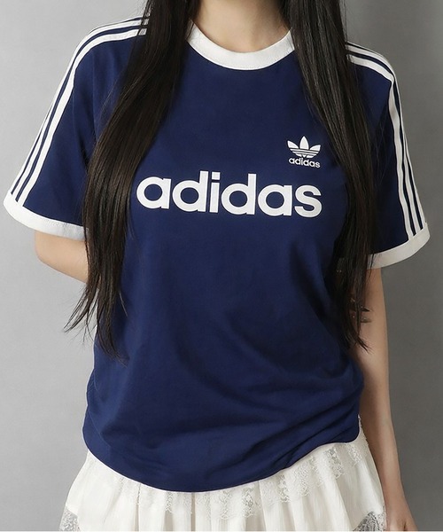 adidas/アディダス】スリーストライプス半袖Tシャツ/リンガー/フロント