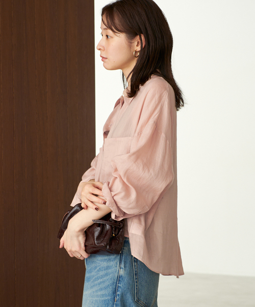 plage（プラージュ）の「《追加》RAMIE LYOCELL CROPPED シャツ 2（シャツ/ブラウス・レディース・ピンク/ブラウン・FREE）」の20枚目の写真