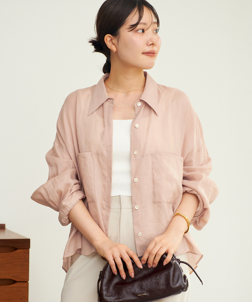 plage（プラージュ）の「《追加》RAMIE LYOCELL CROPPED シャツ 2（シャツ/ブラウス・レディース・ピンク/ブラウン・FREE）」の16枚目の写真