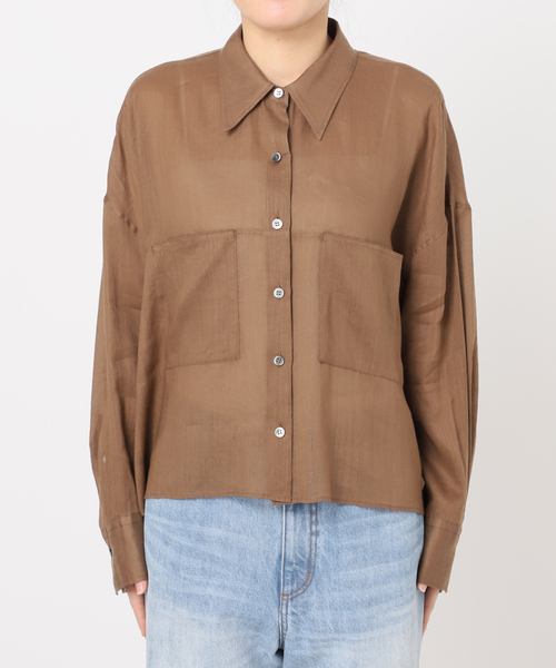 plage（プラージュ）の「《追加》RAMIE LYOCELL CROPPED シャツ 2（シャツ/ブラウス・レディース・ピンク/ブラウン・FREE）」の6枚目の写真