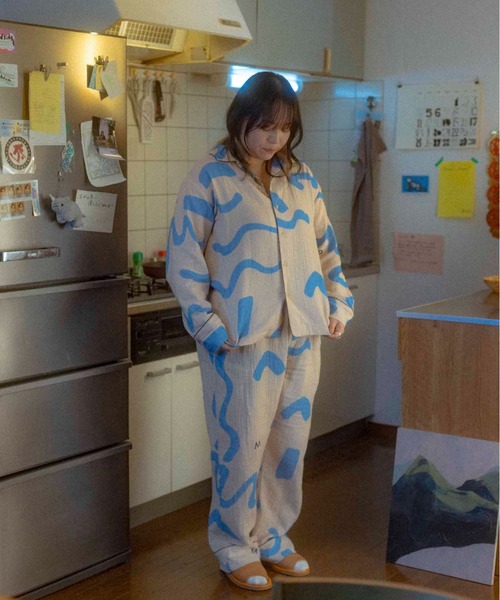 完売サイズ　thanks sea pajamas(クリーム×ブルー) Mサイズ thanks sea pajamas(クリーム×ブルー) – pamm.officialstore