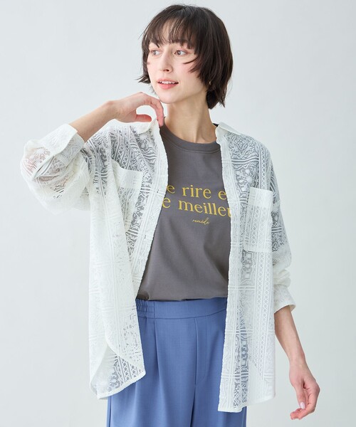 ANY（エニィ）の「レースオーバーシャツ（シャツ/ブラウス・レディース・グレー系/アイボリー系・X-LARGE）」の15枚目の写真