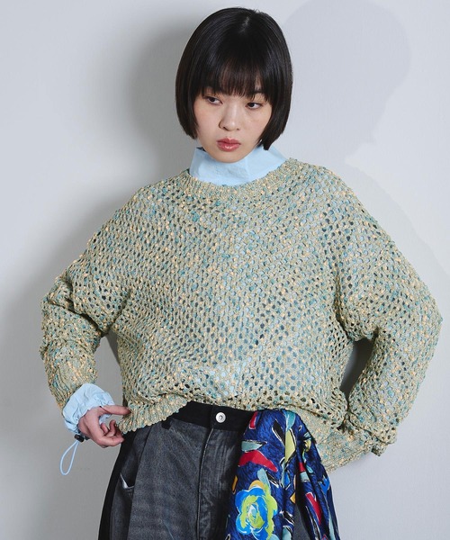 ROSE BUD（ローズバッド）の「(mici)MESH KNIT PULLOVER（ニット/セーター・レディース・ライトブルー/オレンジ・ONE SIZE）」の3枚目の写真
