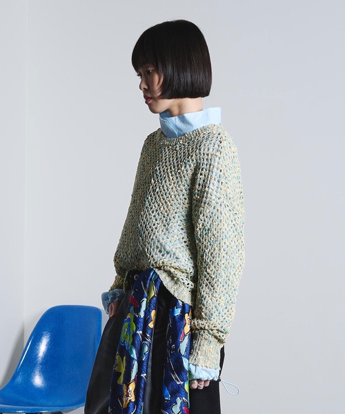 ROSE BUD（ローズバッド）の「(mici)MESH KNIT PULLOVER（ニット/セーター・レディース・ライトブルー/オレンジ・ONE SIZE）」の4枚目の写真