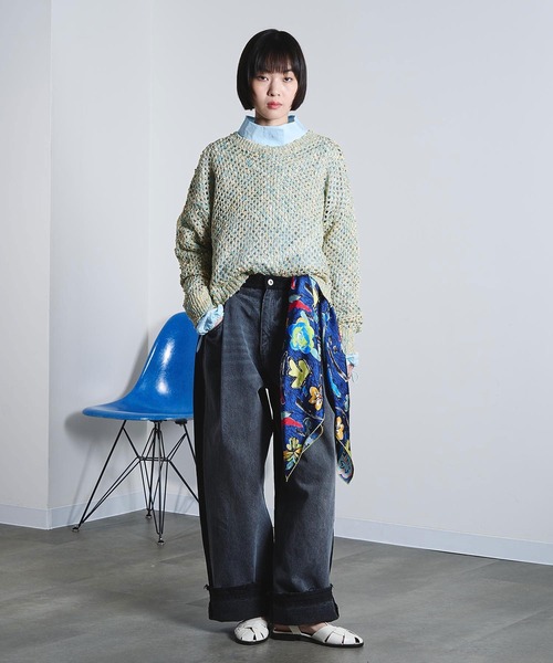 ROSE BUD（ローズバッド）の「(mici)MESH KNIT PULLOVER（ニット/セーター・レディース・ライトブルー/オレンジ・ONE SIZE）」の6枚目の写真