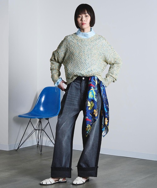 ROSE BUD（ローズバッド）の「(mici)MESH KNIT PULLOVER（ニット/セーター・レディース・ライトブルー/オレンジ・ONE SIZE）」の7枚目の写真