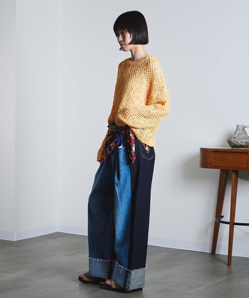 ROSE BUD（ローズバッド）の「(mici)MESH KNIT PULLOVER（ニット/セーター・レディース・ライトブルー/オレンジ・ONE SIZE）」の19枚目の写真