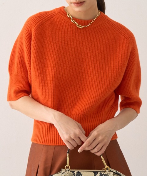 DESIGNWORKS（デザインワークス）の「ウールカシミヤショートスリーブニット（ニット/セーター・レディース・キャメル・38）」の2枚目の写真