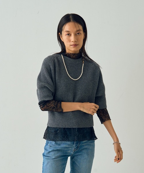 DESIGNWORKS（デザインワークス）の「ウールカシミヤショートスリーブニット（ニット/セーター・レディース・キャメル・38）」の5枚目の写真