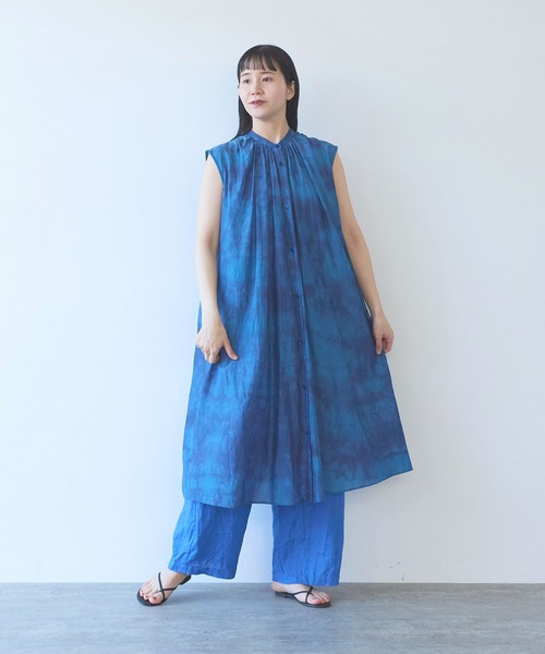 yuni(ユニ )の「100/1cotton cupla diffused dye 2way gather shirt one-piece(ワンピース・レディース・ピンク/ブルー・FREE)」の2枚目の写真