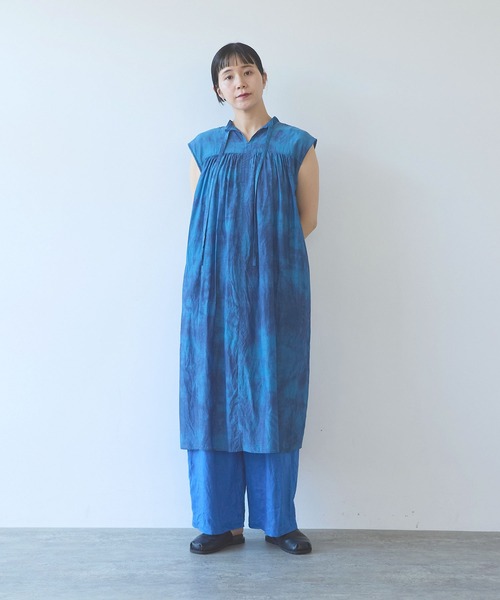 yuni(ユニ )の「100/1cotton cupla diffused dye 2way gather shirt one-piece(ワンピース・レディース・ピンク/ブルー・FREE)」の8枚目の写真