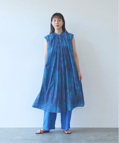 yuni(ユニ )の「100/1cotton cupla diffused dye 2way gather shirt one-piece(ワンピース・レディース・ピンク/ブルー・FREE)」の13枚目の写真
