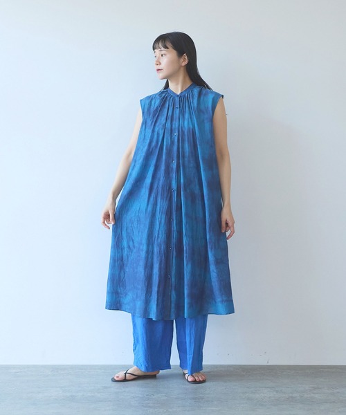 yuni(ユニ )の「100/1cotton cupla diffused dye 2way gather shirt one-piece(ワンピース・レディース・ピンク/ブルー・FREE)」の14枚目の写真