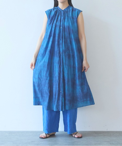 yuni(ユニ )の「100/1cotton cupla diffused dye 2way gather shirt one-piece(ワンピース・レディース・ピンク/ブルー・FREE)」の11枚目の写真